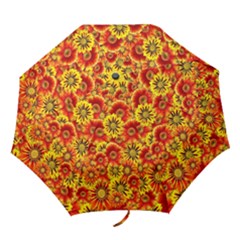 Brilliant Orange And Yellow Daisies Folding Umbrellas