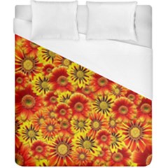 Brilliant Orange And Yellow Daisies Duvet Cover (california King Size) by retrotoomoderndesigns