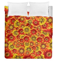 Brilliant Orange And Yellow Daisies Duvet Cover Double Side (Queen Size)