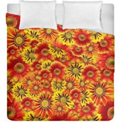 Brilliant Orange And Yellow Daisies Duvet Cover Double Side (King Size)