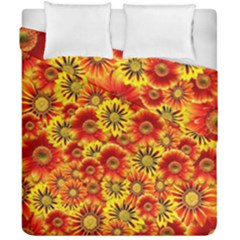 Brilliant Orange And Yellow Daisies Duvet Cover Double Side (California King Size)