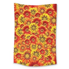 Brilliant Orange And Yellow Daisies Large Tapestry