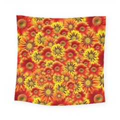 Brilliant Orange And Yellow Daisies Square Tapestry (Small)