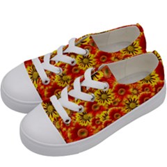 Brilliant Orange And Yellow Daisies Kids  Low Top Canvas Sneakers