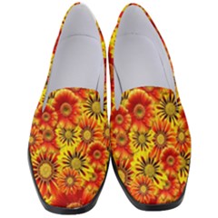 Brilliant Orange And Yellow Daisies Women s Classic Loafer Heels