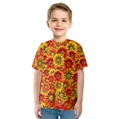 Brilliant Orange And Yellow Daisies Kids  Sport Mesh Tee