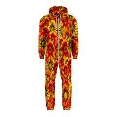 Brilliant Orange And Yellow Daisies Hooded Jumpsuit (Kids)