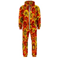 Brilliant Orange And Yellow Daisies Hooded Jumpsuit (Men) 