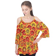 Brilliant Orange And Yellow Daisies Flutter Tees