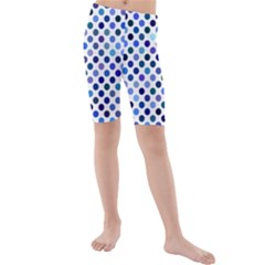 Shades Of Blue Polka Dots Kids  Mid Length Swim Shorts by retrotoomoderndesigns