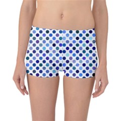 Shades Of Blue Polka Dots Reversible Boyleg Bikini Bottoms by retrotoomoderndesigns