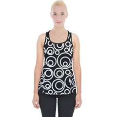 Abstract White On Black Circles Design Piece Up Tank Top by LoolyElzayat