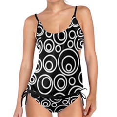 Abstract White On Black Circles Design Tankini Set by LoolyElzayat