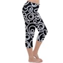 Abstract White On Black Circles Design Lightweight Velour Capri Yoga Leggings View3