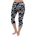 Abstract White On Black Circles Design Lightweight Velour Capri Yoga Leggings View4