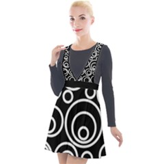 Abstract White On Black Circles Design Plunge Pinafore Velour Dress by LoolyElzayat