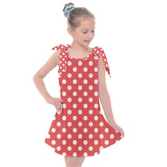 Red White Polka Dots Kids  Tie Up Tunic Dress by retrotoomoderndesigns