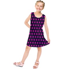 Pink Black Polka Dots Kids  Tunic Dress by retrotoomoderndesigns