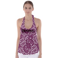 Magenta And White Abstract Print Pattern Babydoll Tankini Top by dflcprintsclothing