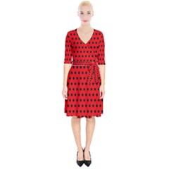 Red Black Polka Dots Wrap Up Cocktail Dress by retrotoomoderndesigns