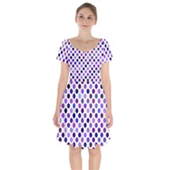 Shades Of Purple Polka Dots Short Sleeve Bardot Dress by retrotoomoderndesigns