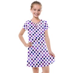 Shades Of Purple Polka Dots Kids  Cross Web Dress by retrotoomoderndesigns