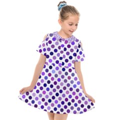 Shades Of Purple Polka Dots Kids  Short Sleeve Shirt Dress by retrotoomoderndesigns