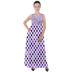 Shades Of Purple Polka Dots Empire Waist Velour Maxi Dress