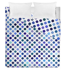 Shades Of Blue Polka Dots Duvet Cover Double Side (queen Size) by retrotoomoderndesigns