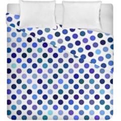 Shades Of Blue Polka Dots Duvet Cover Double Side (king Size) by retrotoomoderndesigns