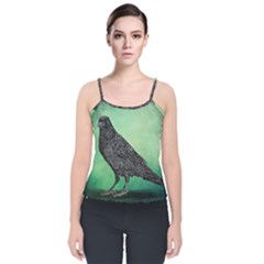 Raven - In Green - Velvet Spaghetti Strap Top