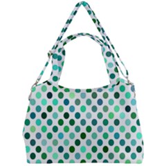 Shades Of Green Polka Dots Double Compartment Shoulder Bag by retrotoomoderndesigns