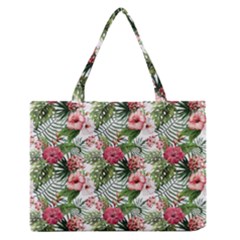 Tropical flowers Zipper Medium Tote Bag