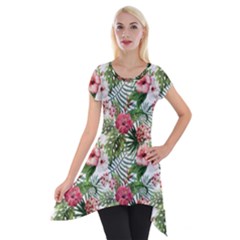 Tropical flowers Short Sleeve Side Drop Tunic