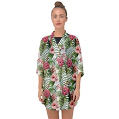 Tropical flowers Half Sleeve Chiffon Kimono