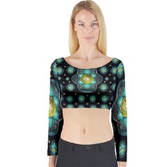 Light And Love Flowers Decorative Long Sleeve Crop Top