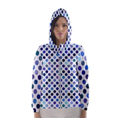 Shades Of Blue Polka Dots Hooded Windbreaker (women) by retrotoomoderndesigns