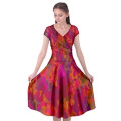Red Spirited Stain Glass Cap Sleeve Wrap Front Dress by 1dsign