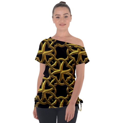 Gold Black Starfish Tie-up Tee by retrotoomoderndesigns