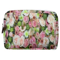Pastel Pink Roses Make Up Pouch (medium) by retrotoomoderndesigns