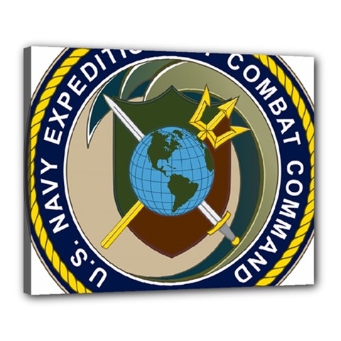 Seal Of United States Navy Expeditionary Combat Command Canvas 20  X 16  (stretched) by abbeyz71