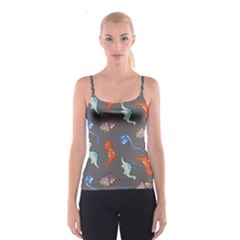 Dinosaurs - Grey  Spaghetti Strap Top by WensdaiAmbrose