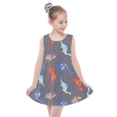 Dinosaurs - Grey  Kids  Summer Dress by WensdaiAmbrose