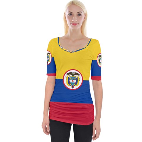 Coat Of Arms Of The Colombian Navy Wide Neckline Tee by abbeyz71