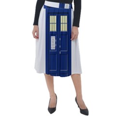 Tardis Doctor Who Time Travel Classic Velour Midi Skirt  by Wegoenart