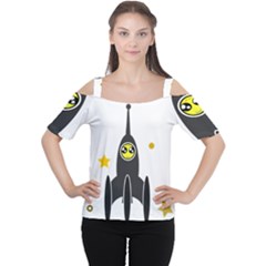 Spacecraft Star Emoticon Travel Cutout Shoulder Tee