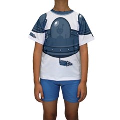 Ufo Unknown Alien Alie Kids  Short Sleeve Swimwear by Wegoenart