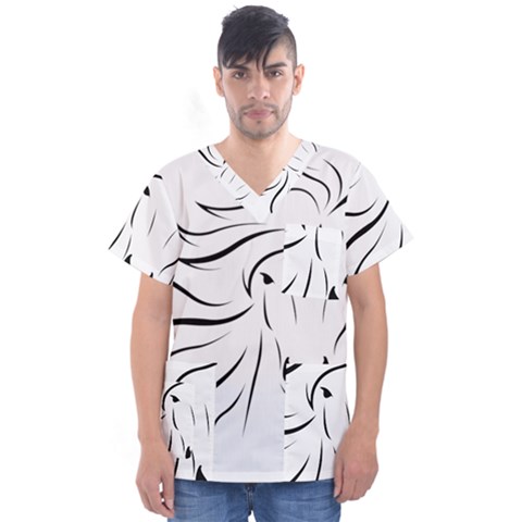 Animal Equine Face Horse Men s V-neck Scrub Top by Wegoenart