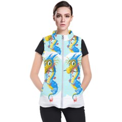 Dragon Chinese Blue Mustache China Women s Puffer Vest by Wegoenart