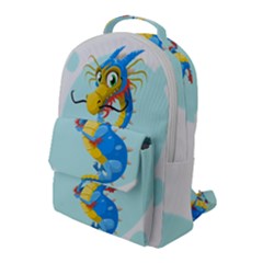 Dragon Chinese Blue Mustache China Flap Pocket Backpack (large) by Wegoenart